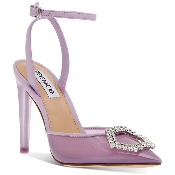 Steve Madden Shoes - Steve Madden Womens Amory Pink Satin Jeweled Ankle Strap Pumps Shoes NWT